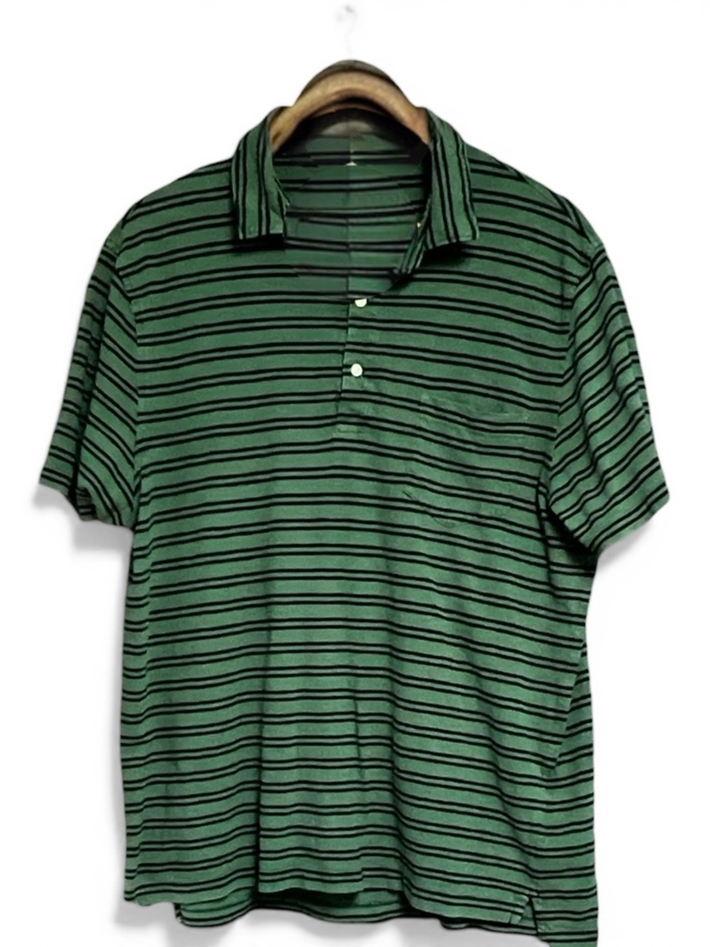 J.Crew Green Striped Polo Shirt Men’s Size XL Short Sleeve Classic Preppy